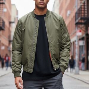 RED SNAP Bomber MA-1 Flight Jacket Olive Green M | Streetwear Utility Gorpcore